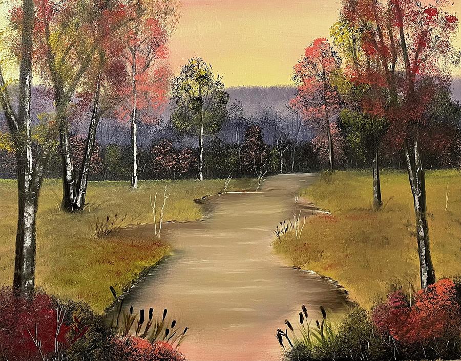 Peaceful Autumn Stream Painting By Adam Lashley Fine Art America