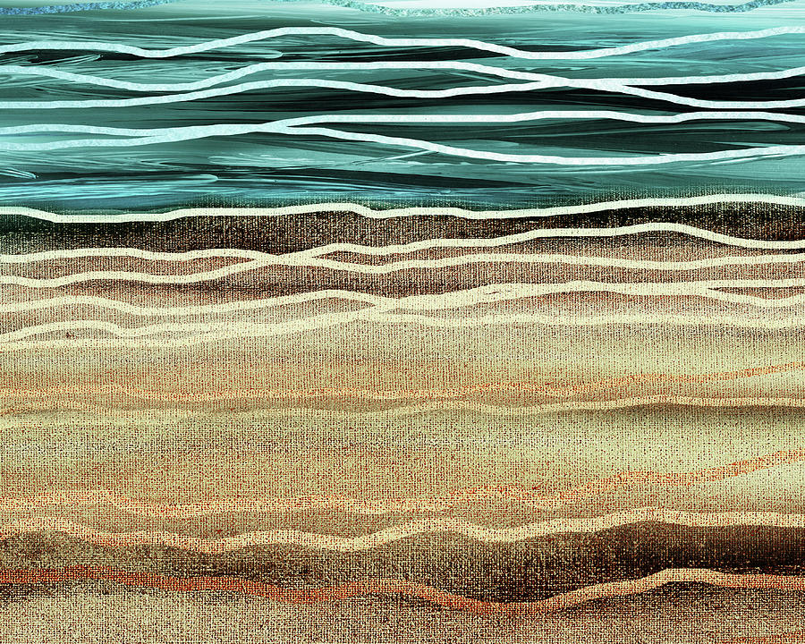Peaceful Beach Abstract At The Sea Shore Landscape  Painting by Irina Sztukowski