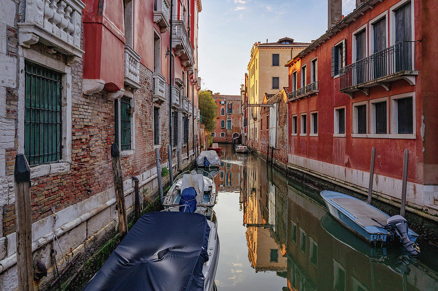 Architecture Photograph - Peaceful evening on a canal in Venice by Silviu Dascalu