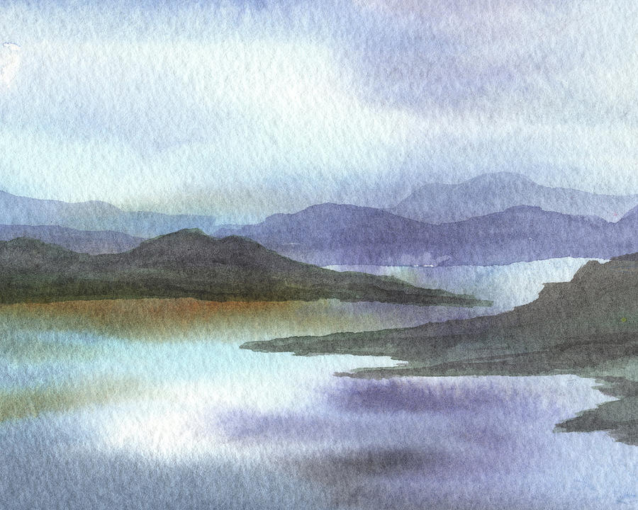 Peaceful Lake Shore Dreamy Calm Landscape Quiet Meditative Nature I Painting by Irina Sztukowski