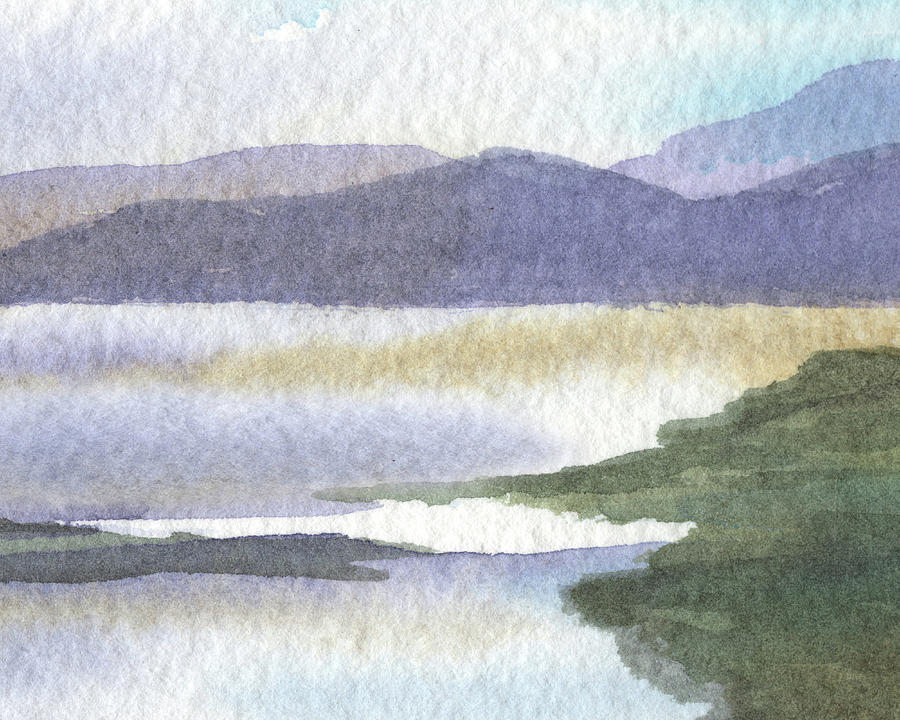 Peaceful Lake Shore Dreamy Calm Landscape Quiet Meditative Nature II Painting by Irina Sztukowski