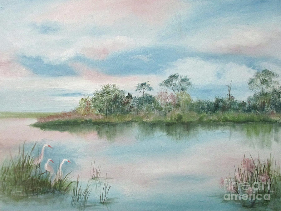 Peaceful Marsh Painting by Roseann Gilmore