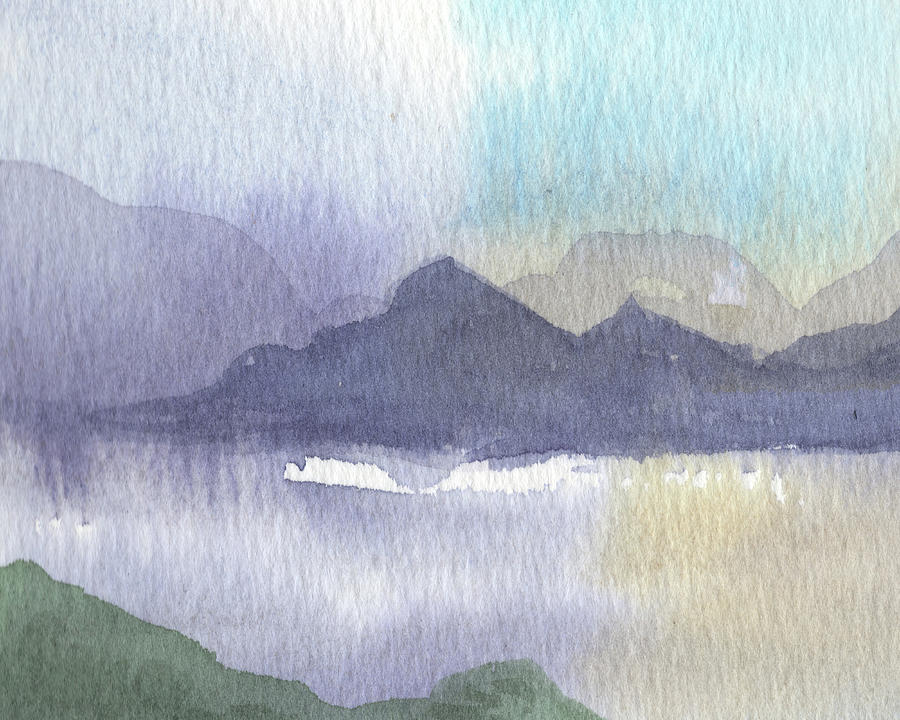 Peaceful Morning At The Lake Shore Dreamy Calm Landscape II Painting by Irina Sztukowski
