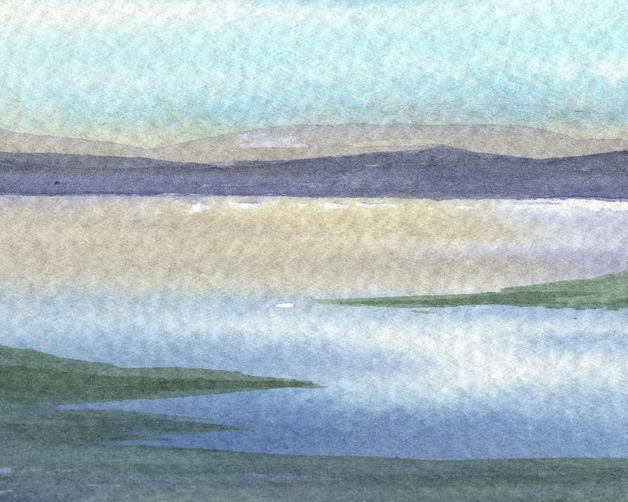 Peaceful Morning At The Lake Shore Dreamy Calm Landscape IV Painting by Irina Sztukowski