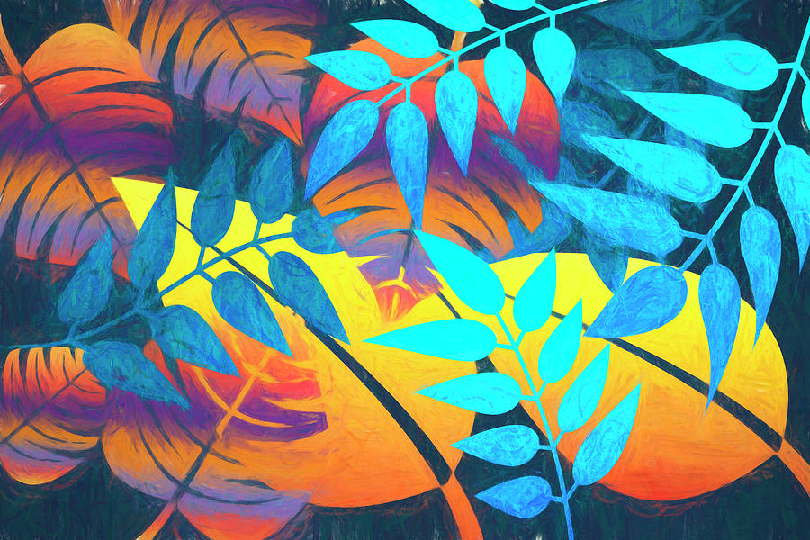 Peaceful Nature Art in Tropical Leaves Digital Art by Debra and Dave Vanderlaan