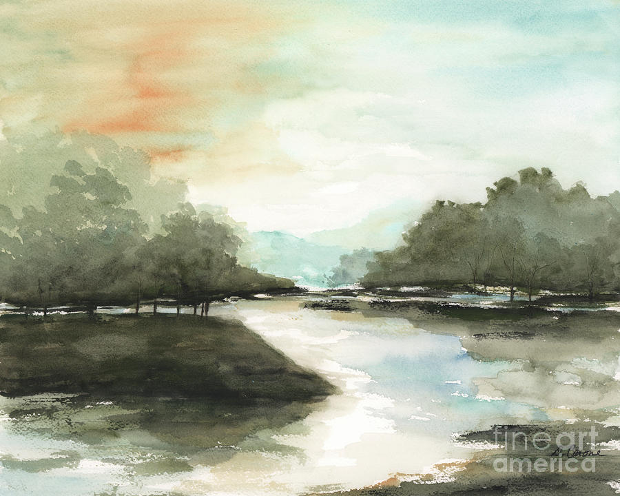 Peaceful River At Sunset Painting by Debbie Cerone