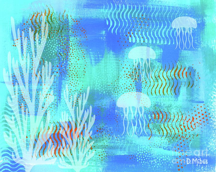 Peaceful Sea Life in Aqua Blues and Greens Mixed Media by Donna Mibus