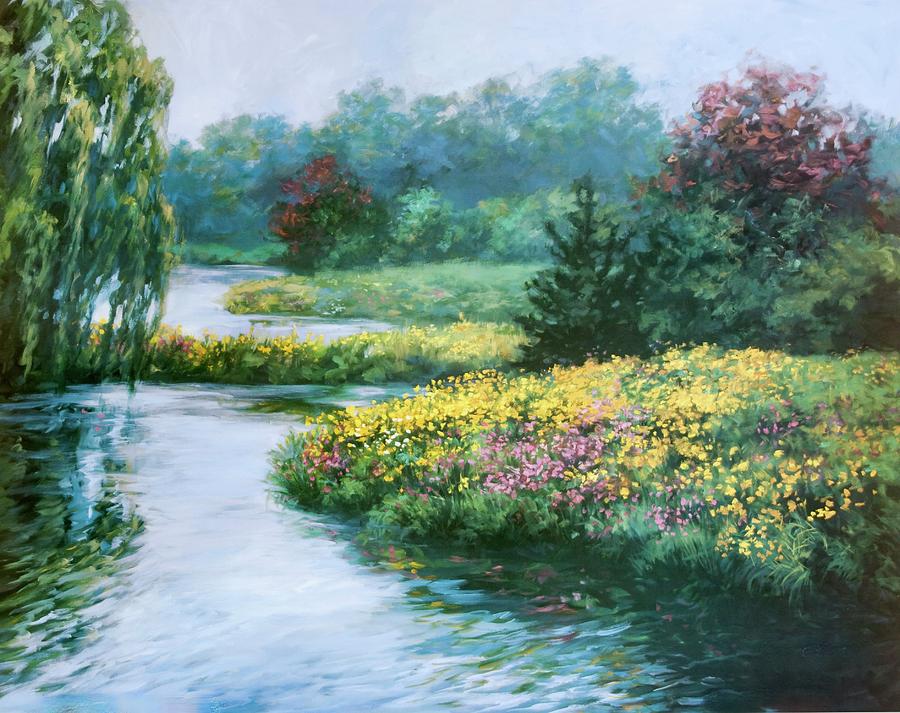 Summer Painting - Peaceful Stream by Laurie Snow Hein