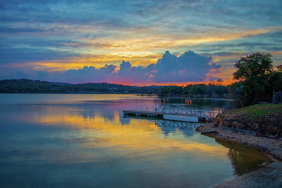 Peaceful Sunset at Boerne City Lake Photograph by Lynn Bauer