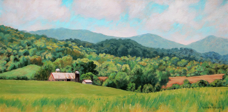 Barn Painting - Peaceful Valley - Barley Fields in Virginia by Bonnie Mason