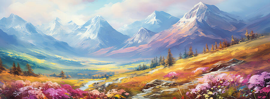 Mountain Painting - Peaceful Valley Vista by Matt Black
