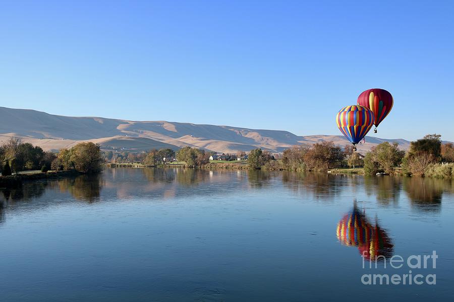 Peaceful Waterscape with Hot Air Balloons Photograph by Carol Groenen