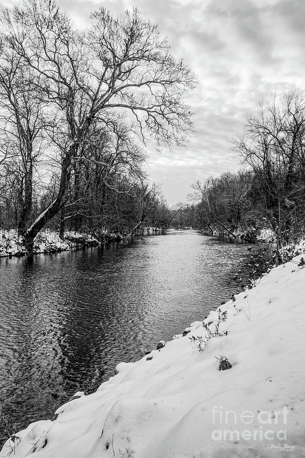 Peaceful WInter At James River Grayscale Photograph by Jennifer White