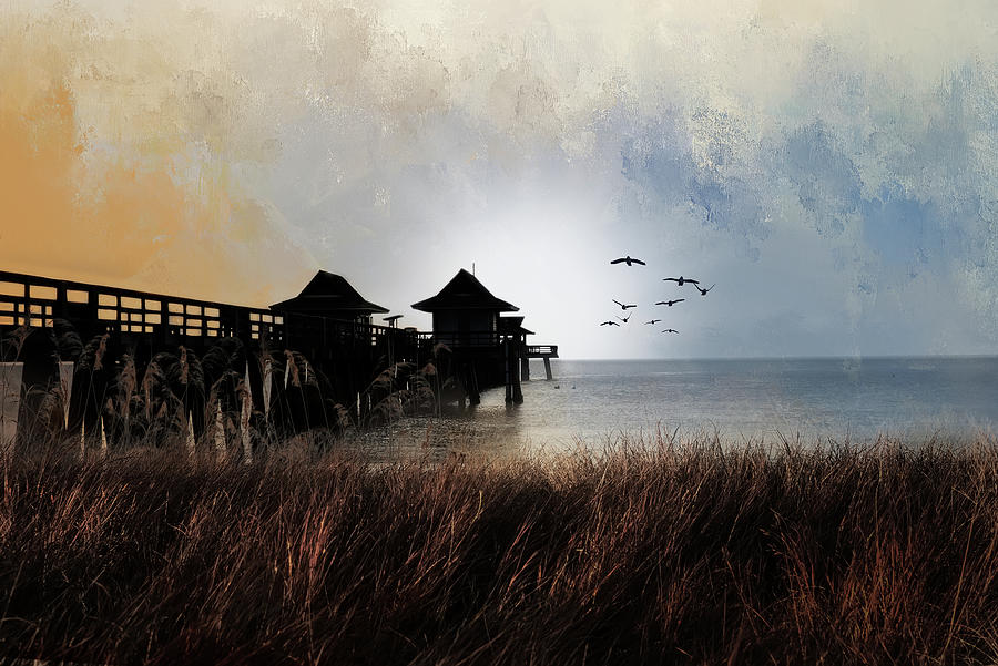 Sunset Mixed Media - Peacefull Pier by Ed Taylor