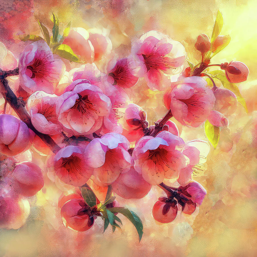 Peach Blossom Floral Digital Art by HH Photography of Florida