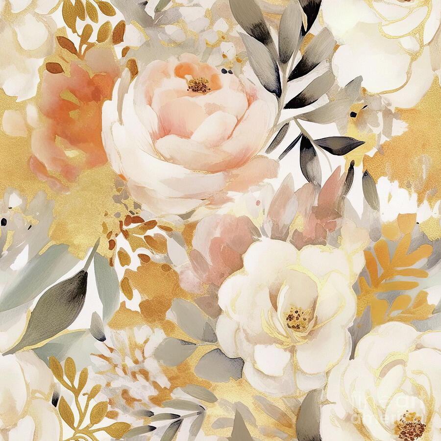 Peach Botanicals Painting by Tina LeCour