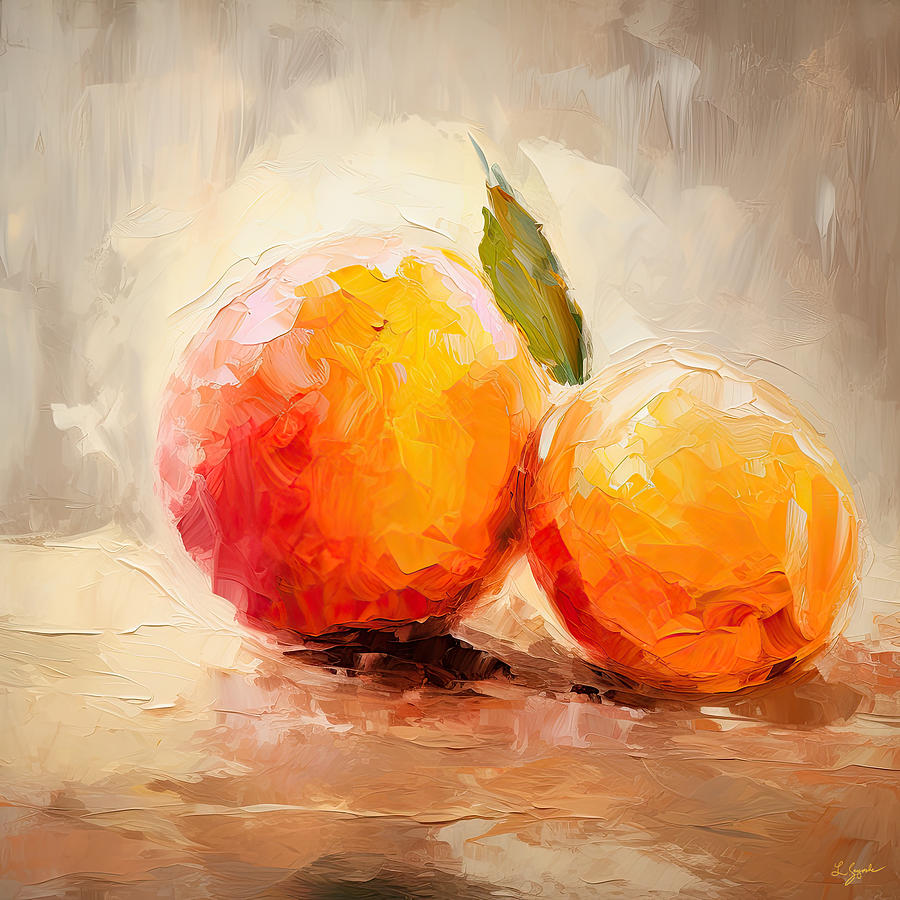 Pears Still Life Digital Art - Peach Color Paintings by Lourry Legarde