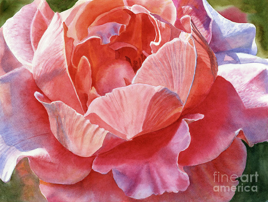 Peach Colored Rose with Lavender Shadows Painting by Sharon Freeman