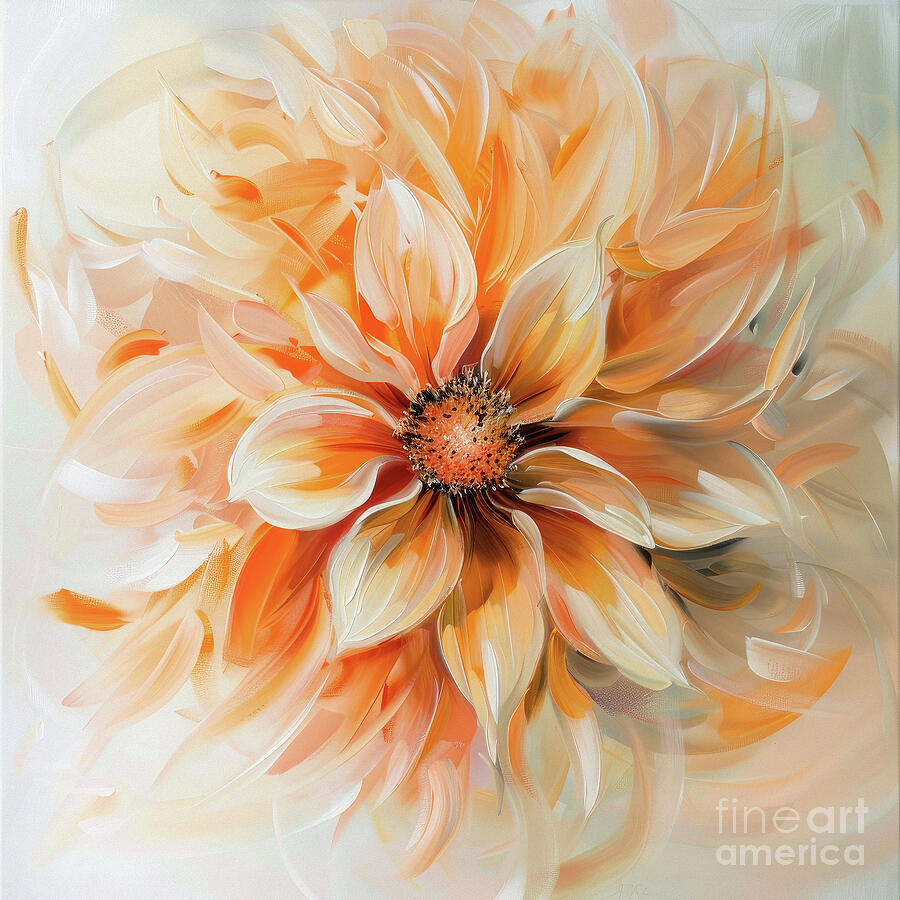 Peach Dahlia Delight Painting by Tina LeCour