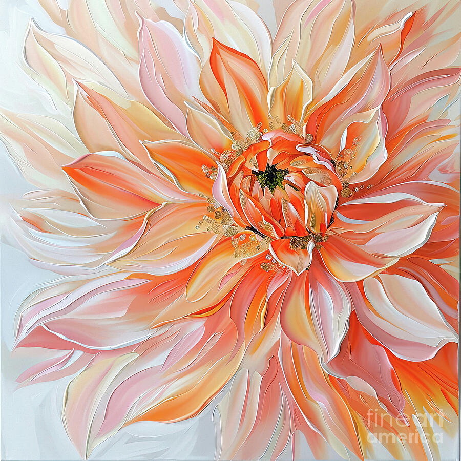 Peach Dahlia Painting by Tina LeCour