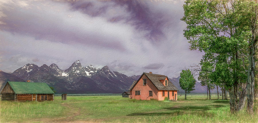 Peach House on Mormon Row, Painterly Photograph by Marcy Wielfaert