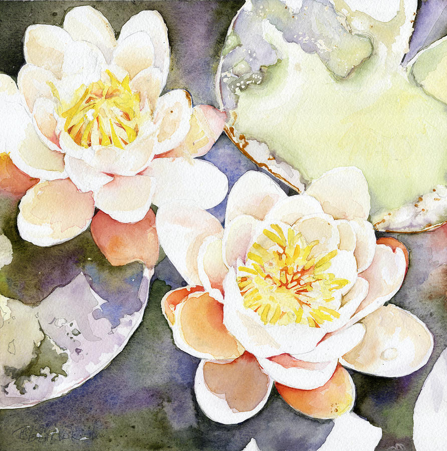 Peach Lilies Painting by Penny Taylor-Beardow