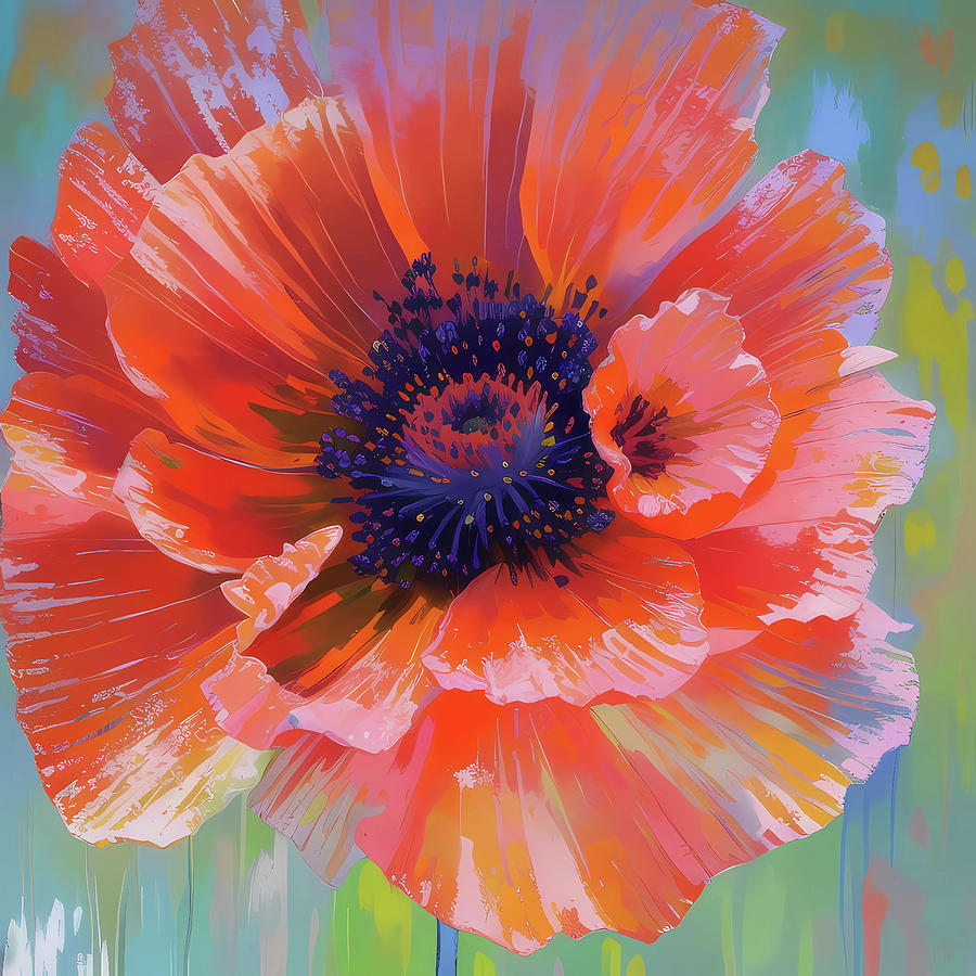 Peach Poppy v1 Digital Art by Regina Valluzzi
