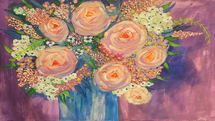 Peach Rose Painting by Kandace Mell - Fine Art America