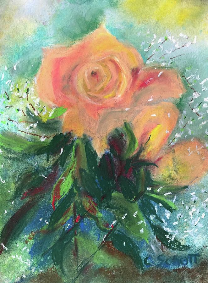 Peach Roses Painting by Christina Schott