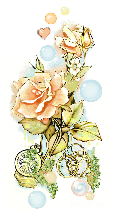 Peach Roses Digital Art by Melodye Whitaker