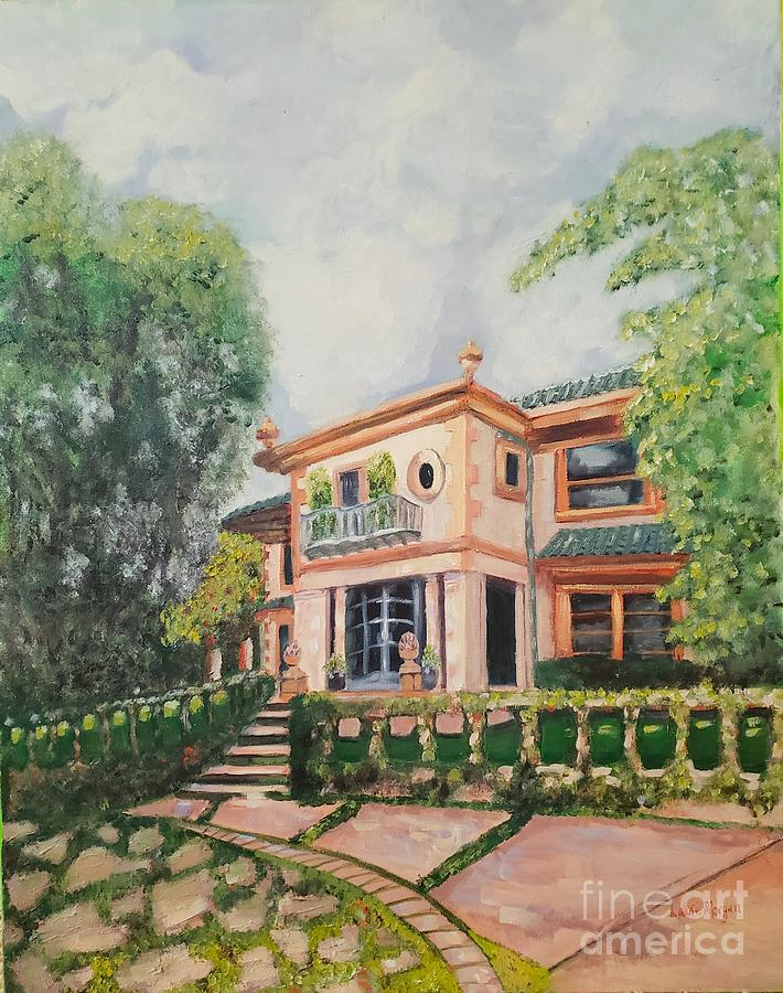 Peach Villa Painting by Laurie Morgan