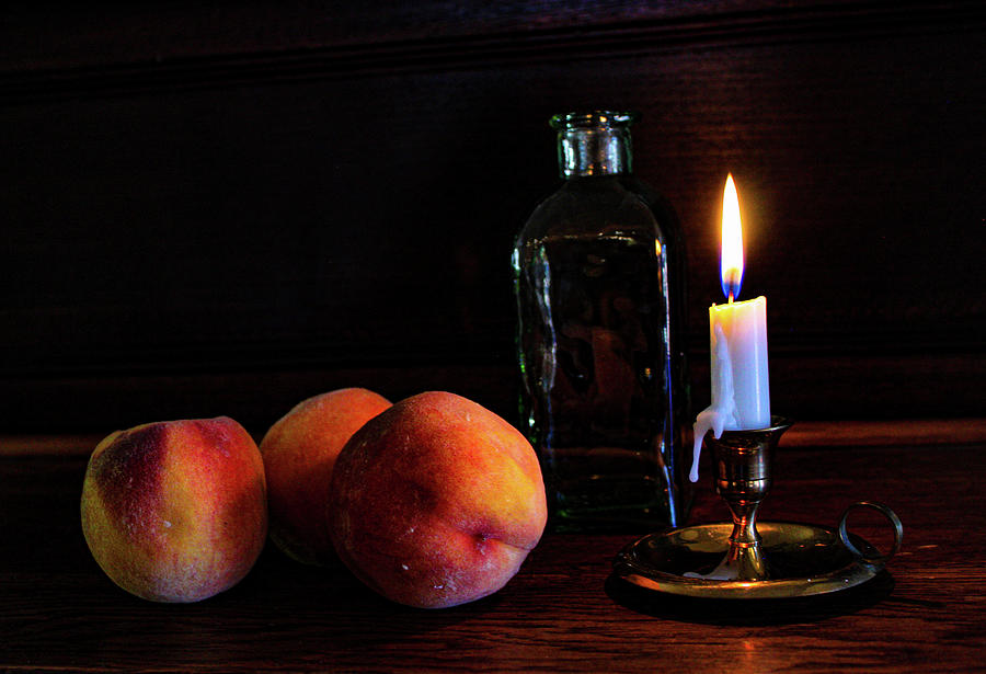 Peaches and Candle Photograph by Gerri Duke