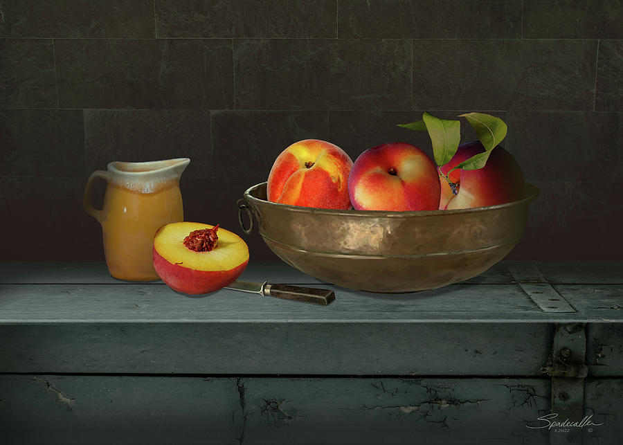 Peaches and Cream Still Life Digital Art by Spadecaller