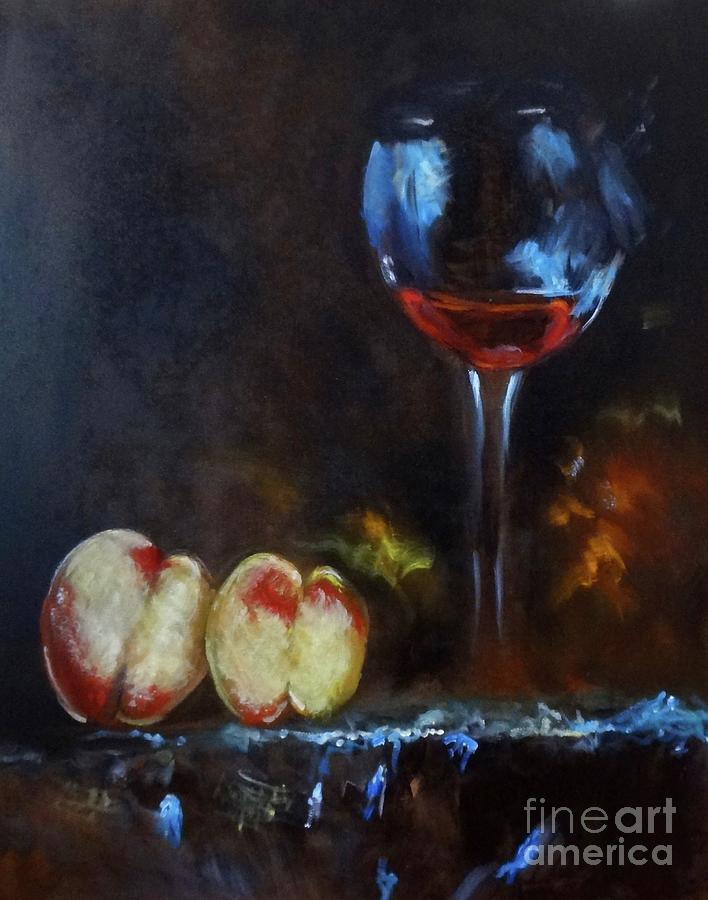 Peaches and Wine Painting by Jenny Lee