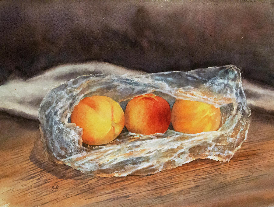 Peaches In A Bag Painting by Rebecca Davis