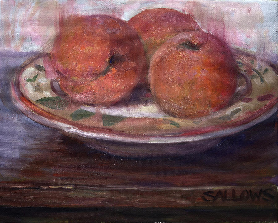 Peaches Painting by Nora Sallows