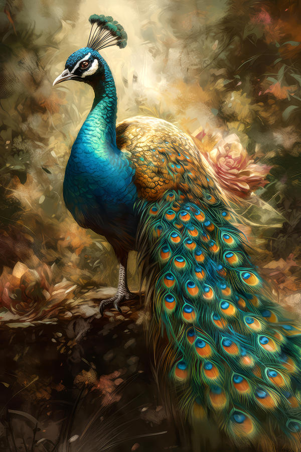 Peacock Among The Lotus by Wes and Dotty Weber