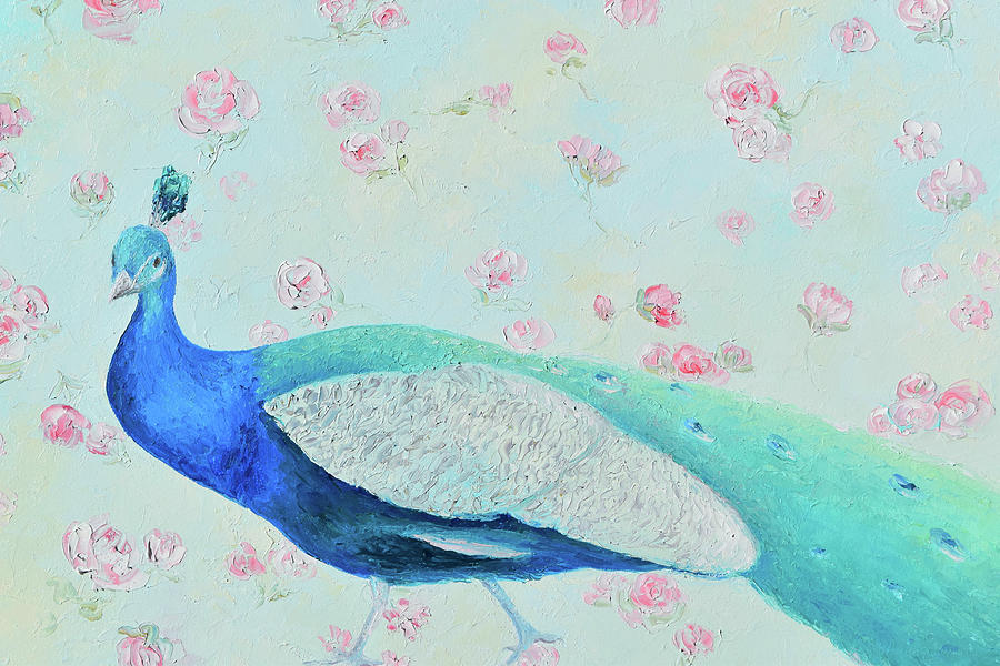 Peacock And Roses Painting