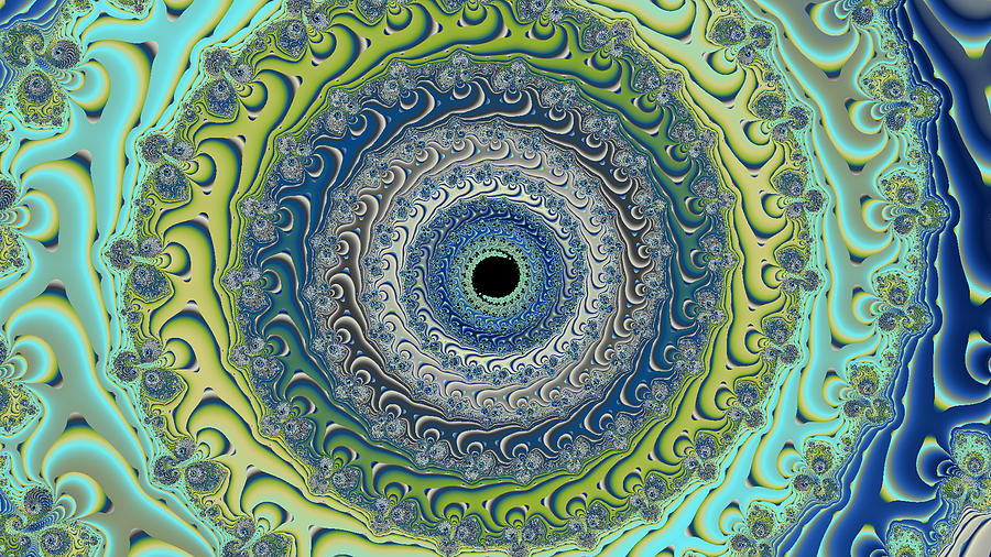 Peacock Decending Into a Black Hole  Digital Art by Ally White