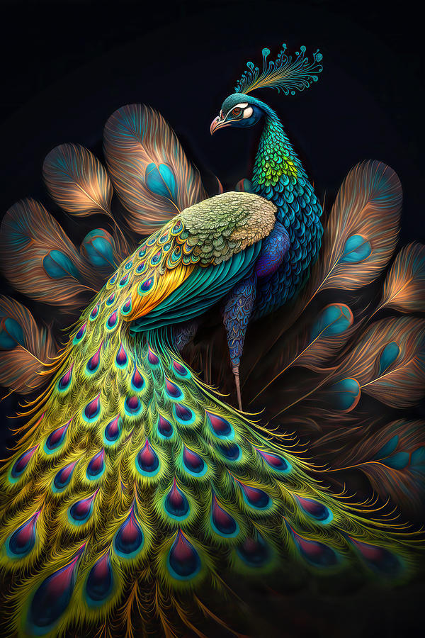 Peacock Fantasy Digital Art by Wes and Dotty Weber
