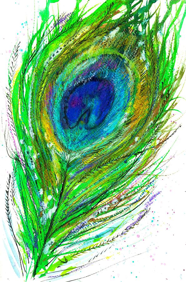 Peacock feather Painting by Nataliya Vetter