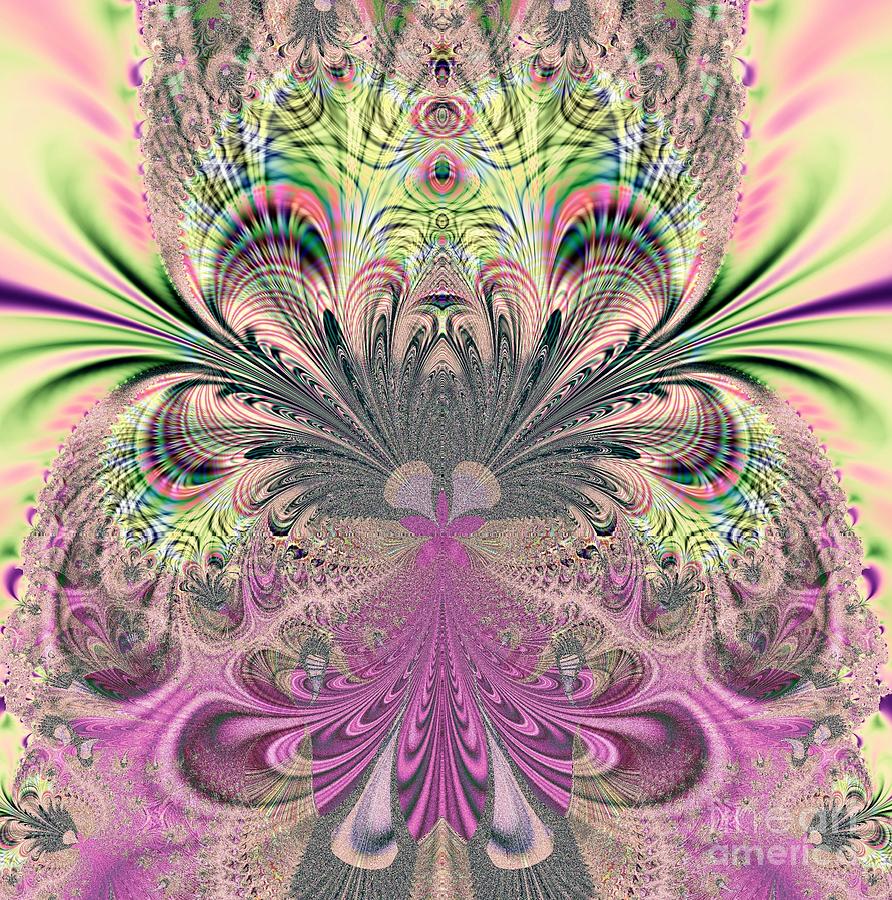 Fantasy Digital Art - Peacock Feathers Bouquet Fractal 157 by Rose Santuci-Sofranko