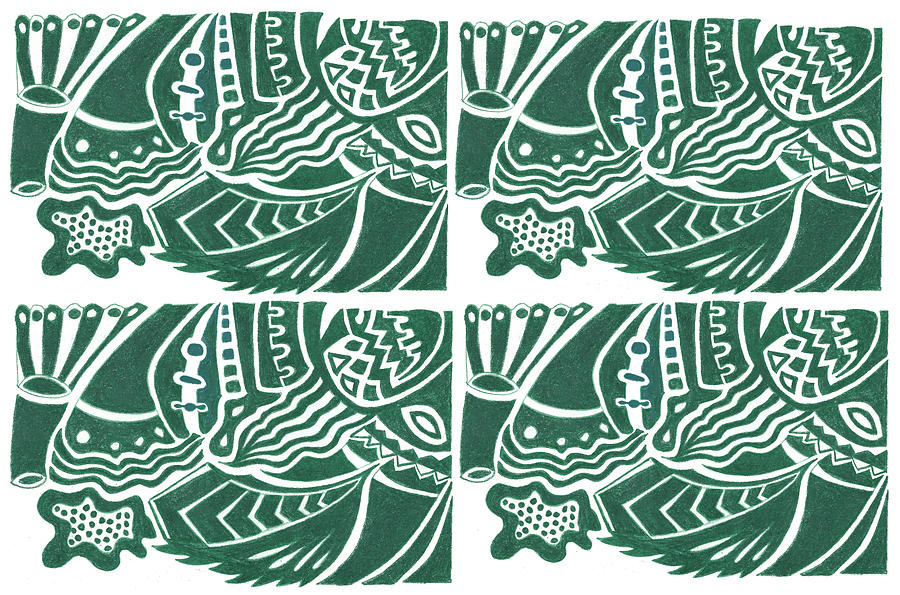 Peacock Green Design Drawing by Lorena Cassady