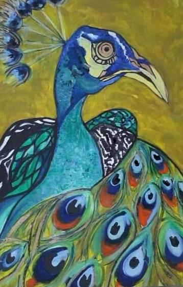 Peacock  Painting by Greta Gnatek Redzko
