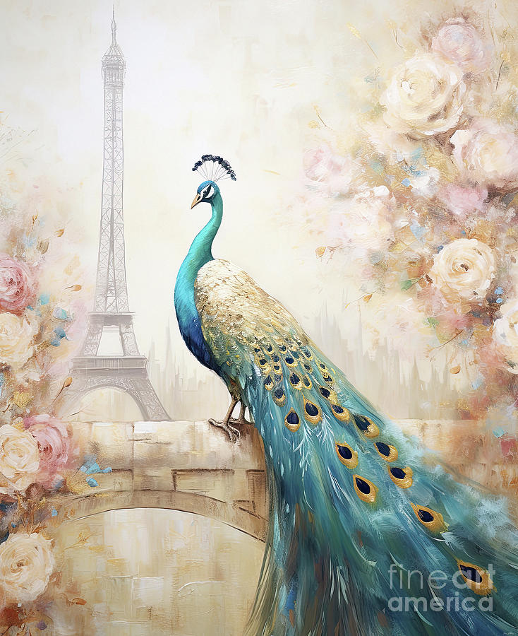 Peacock In Paris Painting by Tina LeCour