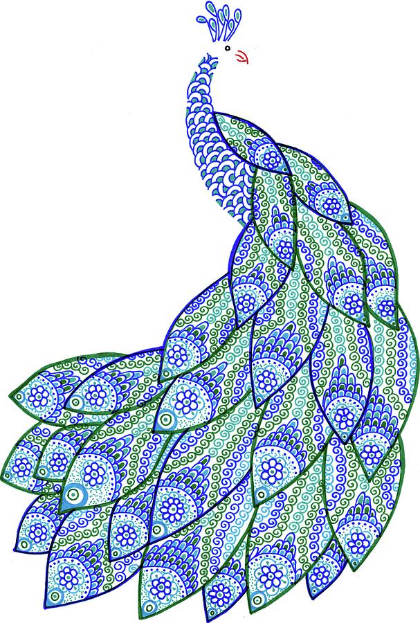 Blue Peacock with Dragonflies