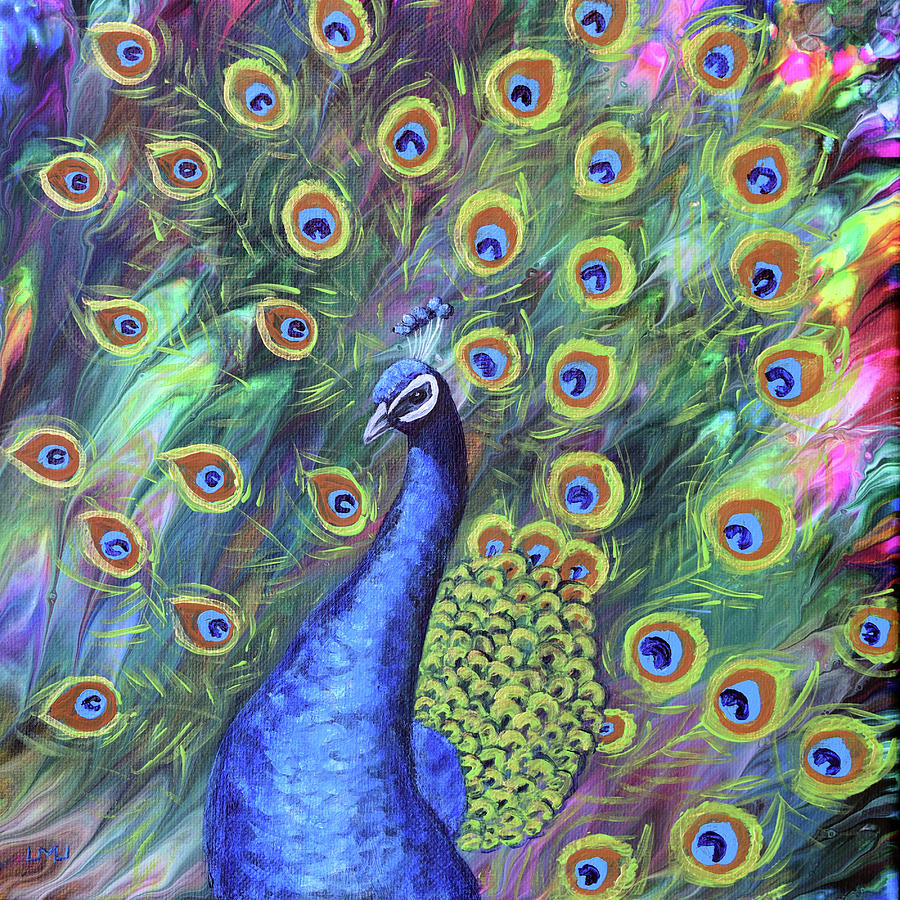 Peacock Painting by Laura Iverson
