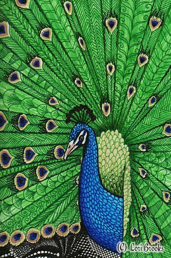 Marker zentangle drawing of a peacock | Deep Dream Generator