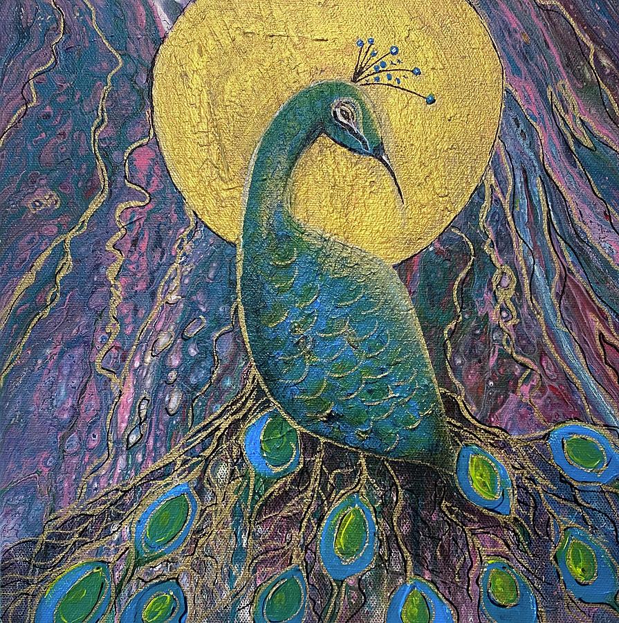 Peacock Moon Painting by Koni Webb Bosch - Fine Art America