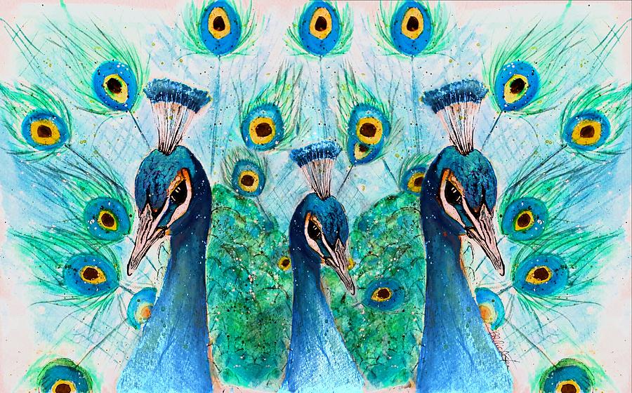 Peacock Promenade Painting by Barbara Chichester